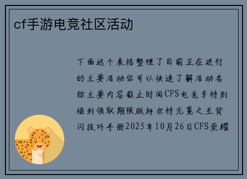cf手游电竞社区活动